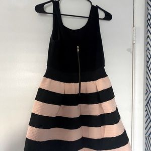 Size 9 Black and pink striped knee length dress
